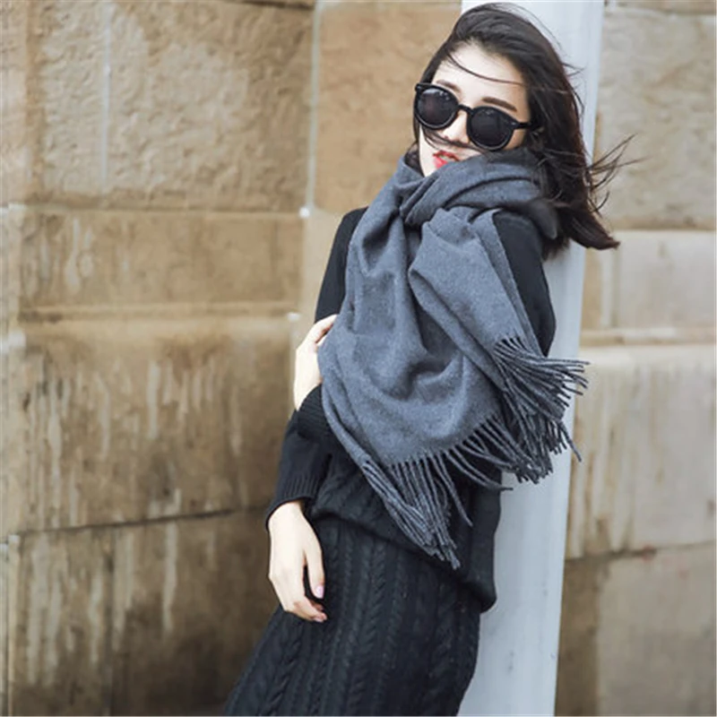 Женский кашемировый шарф Girita толстые теплые зимние шарфы большая однотонная