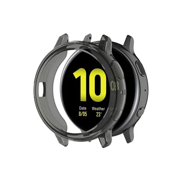 Черный Прозрачный защитный силиконовый из ТПУ чехол для samsung galaxy watch active 2 44 мм 40 мм SM-R830 R820 чехол Сменные аксессуары - Цвет: Черный