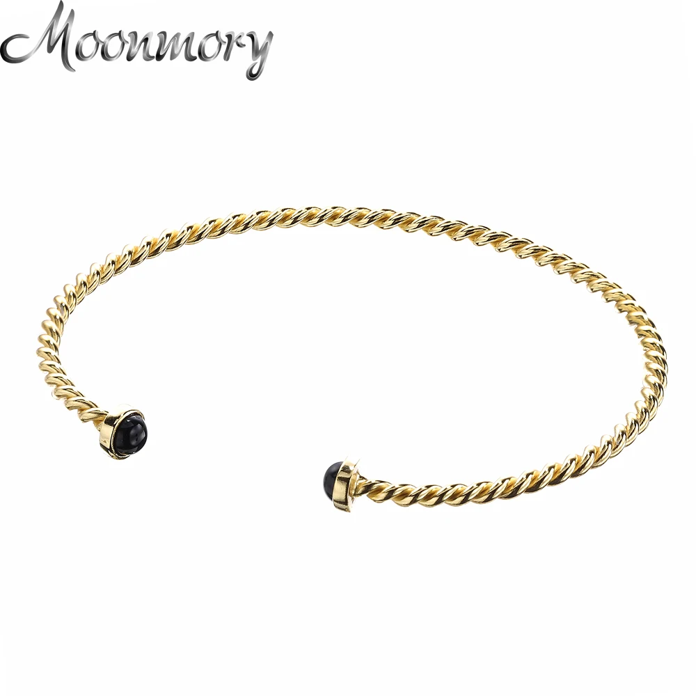 

Moonmory France Golden ringlet with 24 carat gold adorned with Stone 925 Sterling Silver Bangle Rope Shape Jewelry Bracelet