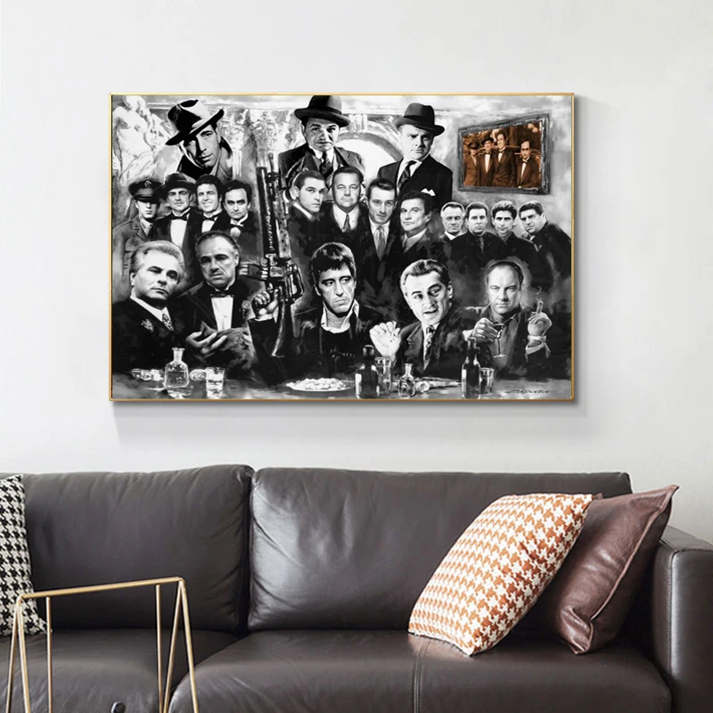 Classic Movie Godfather Gangsters Playing Art poster canvas painting wall picture posters and prints for living room Home decor | Дом и сад