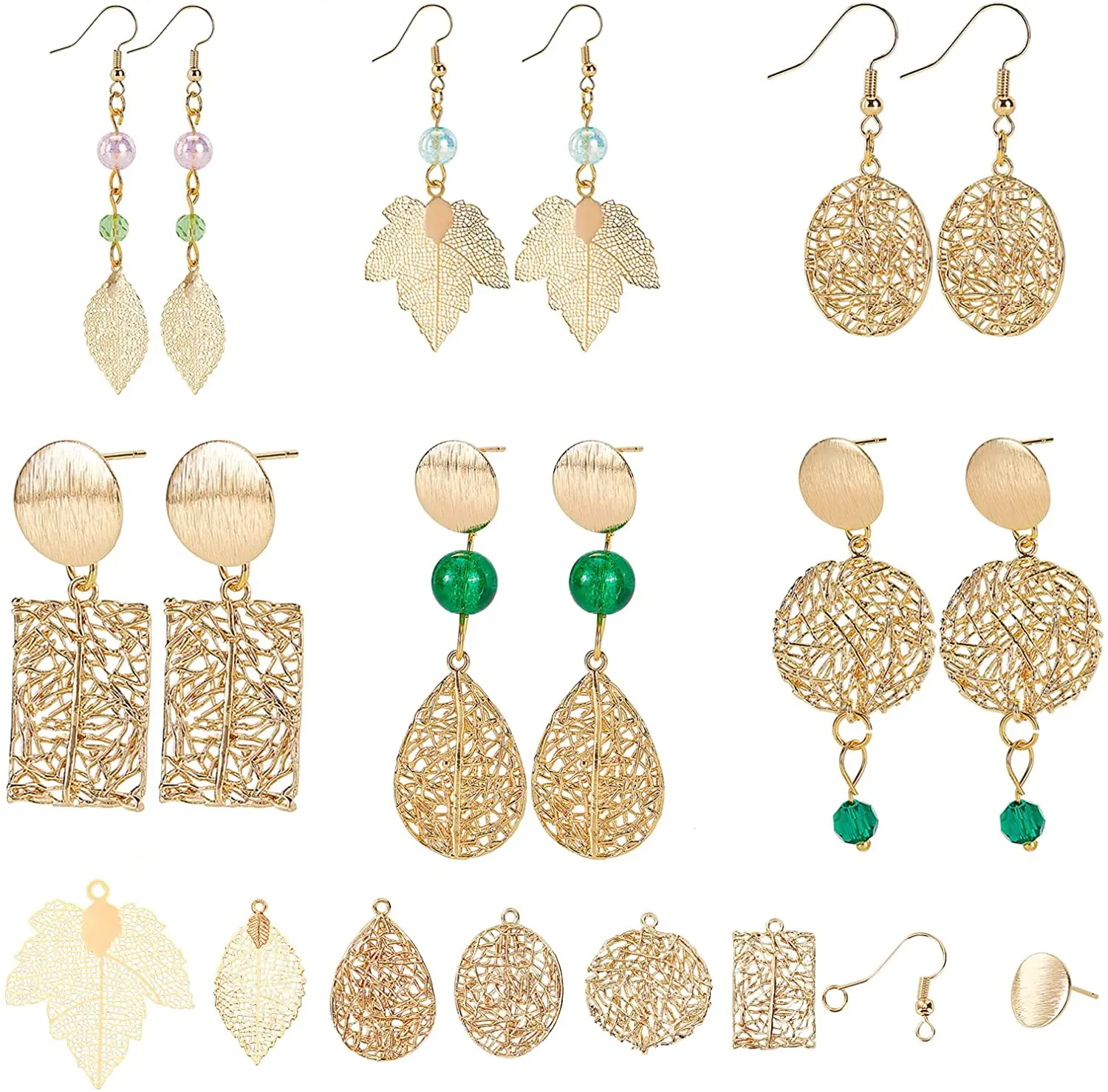 

1 box DIY6 pairs of 18K gold-plated gold and silver wire pendant earrings set jewelry pendant female DIY jewelry maker