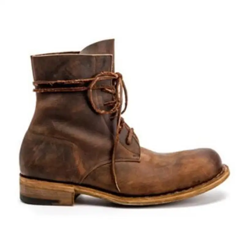 Men ankle boots low heels lace up shoes male man matin shoe men's vintage PU leather booties sapato feminino chaussure M0117 | Обувь