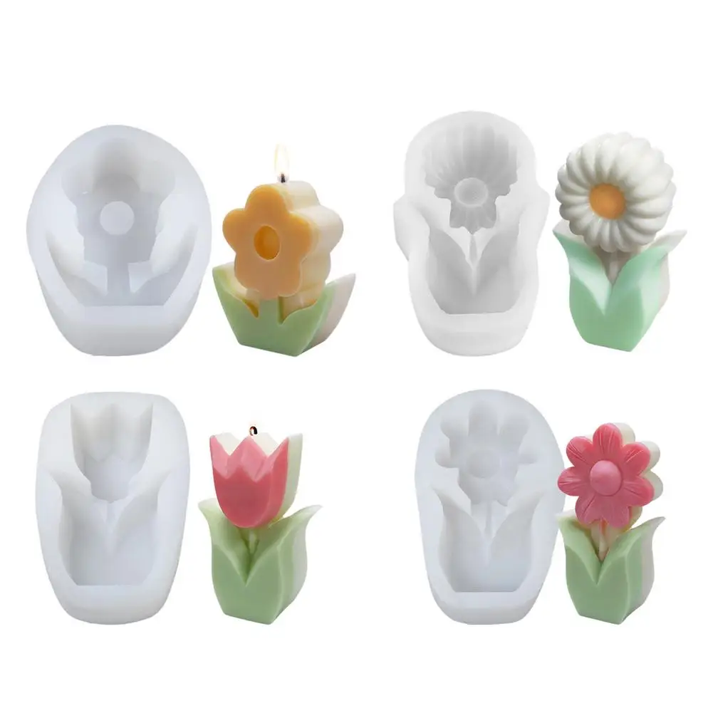 

3D Tulip Flower Silicone Candle Mold for DIY Handmade Aromatherapy Candle Plaster Ornaments Handicrafts Soap Mould tool