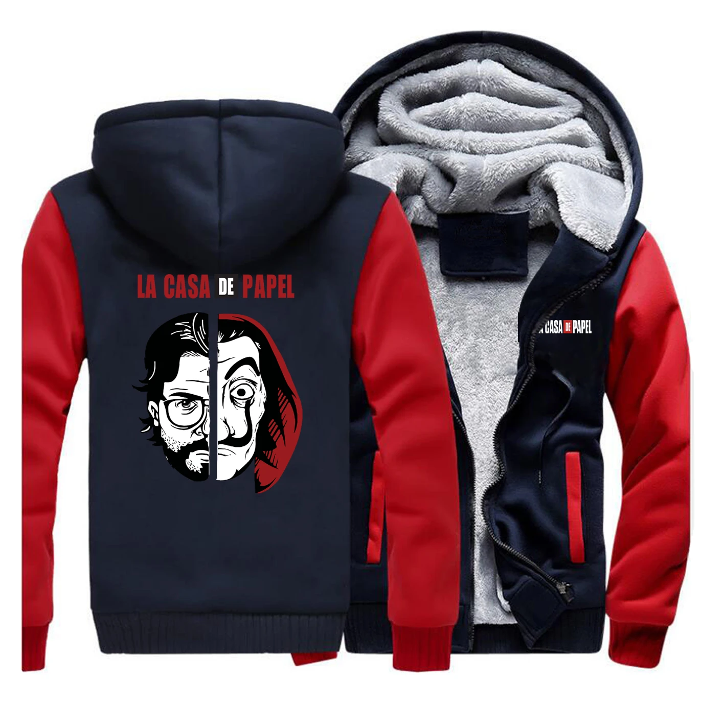 Толстовка La Casa De Papel Мужская Флисовая уличная одежда в стиле хип хоп утепленная