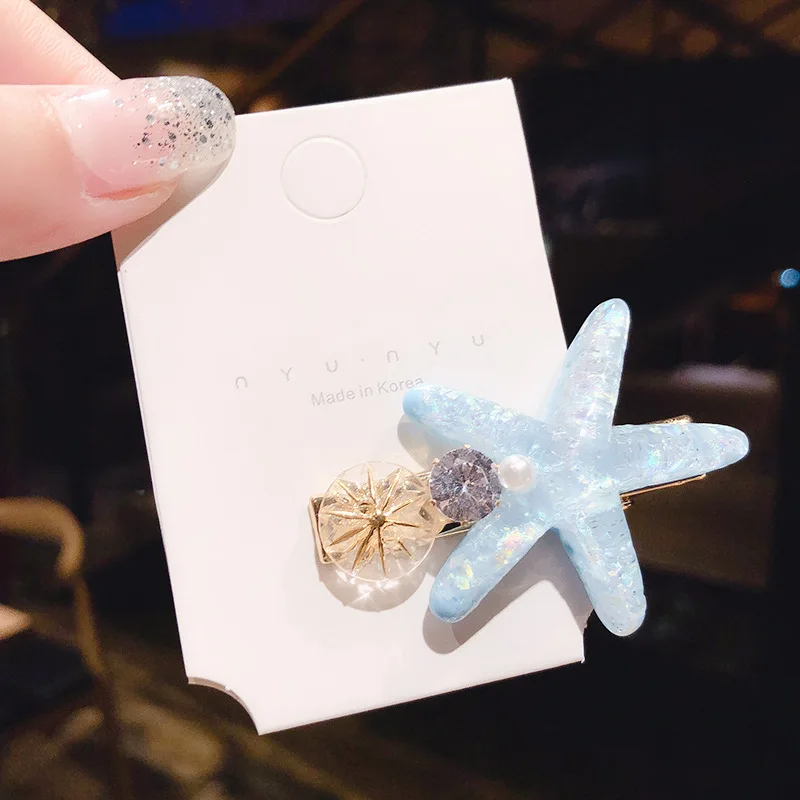 

ncmama Pearl Ocean Shell Starfish Hair Clips for Women Girls Handmade Geometric Duckbill Clips Hairgrips Bangs Hair Accessories