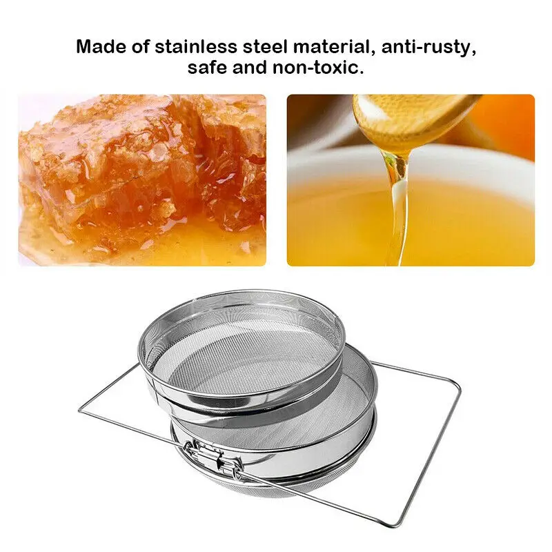 Stainless Steel Honey Strainer Double Sieve Filter Extractor Beekeeping Tools Double-layer | Дом и сад