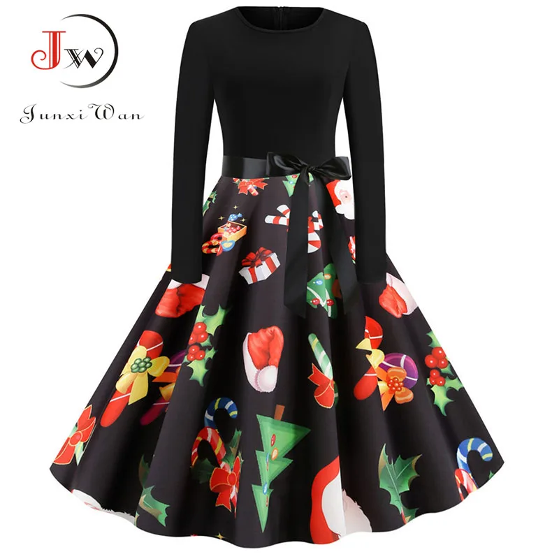 Женское винтажное платье средней длины с длинным рукавом|Женские платья| |