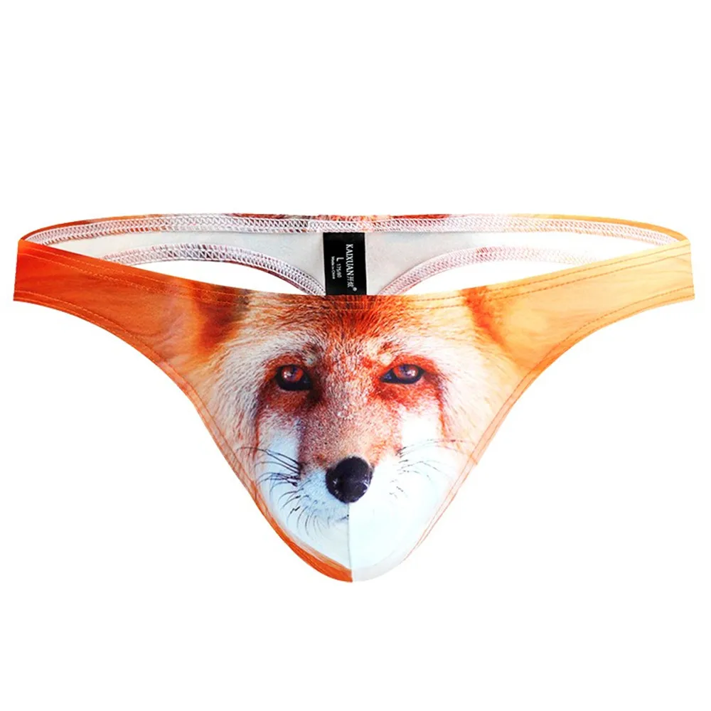 Брендовое леопардовое нижнее белье с 3D принтом мужские Мультяшные стринги