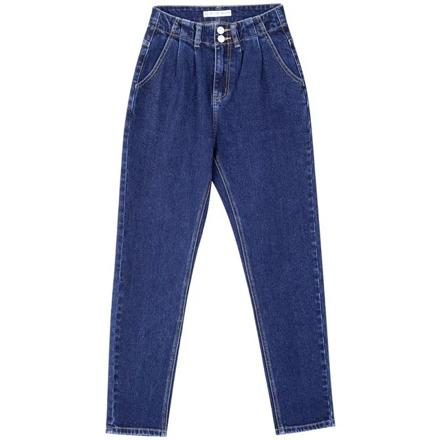 dark blue 9094 Женские джинсы с высокой талией, свободные, смягчающие, размера плюс, женские джинсовые штаны-шаровары, 5XL - Цвет: dark blue 9094