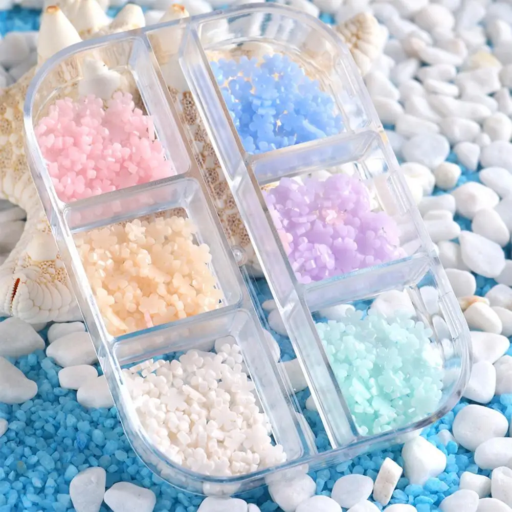 6 ячеек/коробка украшение для ногтей нежные цветочные лепестки подвески стразы