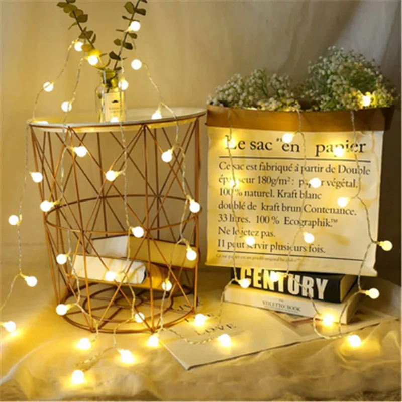 

1.5M 3M Cherry Balls LED Fairy String Lights Battery Box 10LED 20LED Wedding Christmas Outdoor Room Garland Decoration Navidad