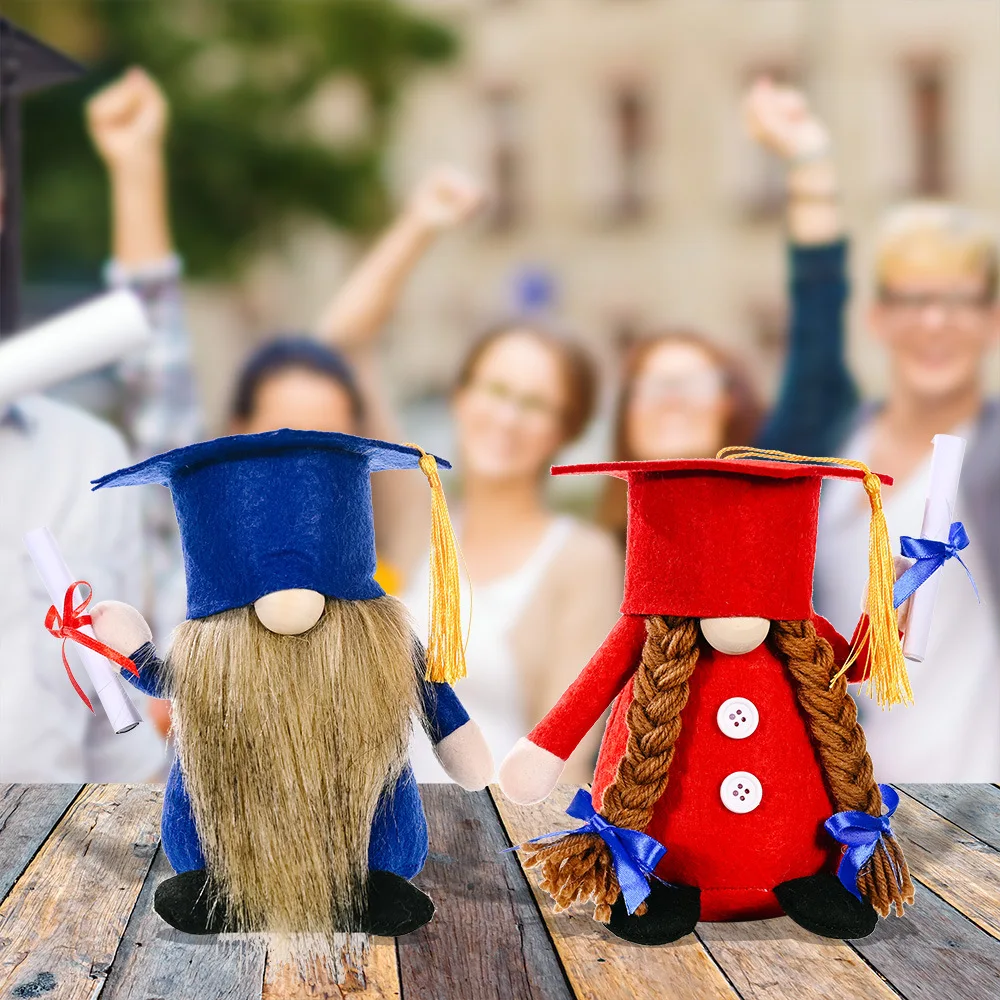 

New Graduation Season Red and Blue Bachelor Hat Rudolph Doll Decoration Shop Home Campus Party Decoration Children's Gift