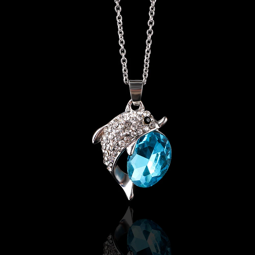 Новая подвеска с изображением дельфина ожерелье красивый хрустальный Дельфин