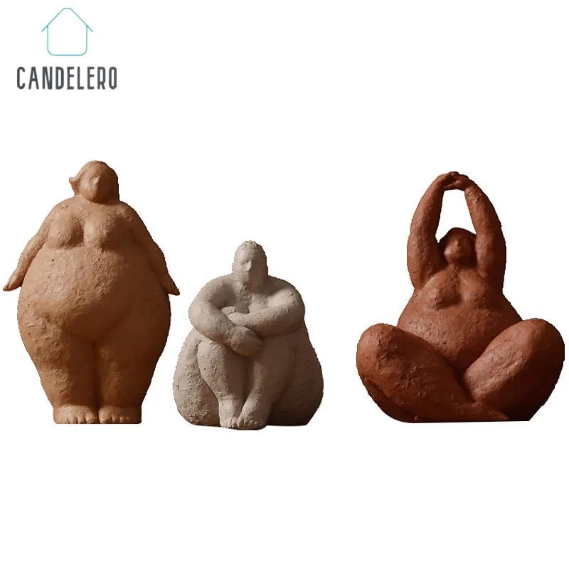 Estatuetas para Interior Acessórios de Mesa Decoração para Casa Estátua Escultura Acessórios Nordic Decoração Resina Gordura Mulher Quarto Cinza