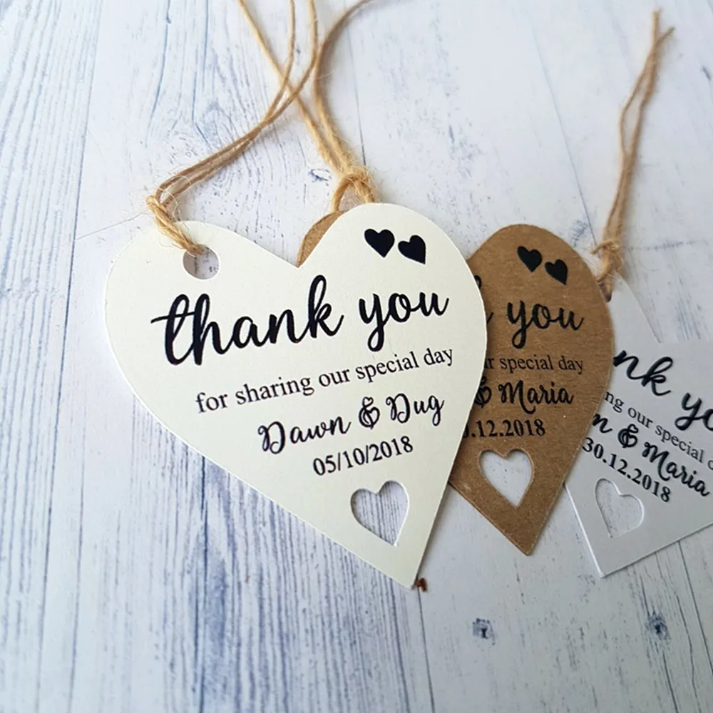 customized Wedding Heart Shaped gift Tags Personalised Thank You For Sharing Our Special Day bachelor Bridal Baby Shower lables | Дом и сад