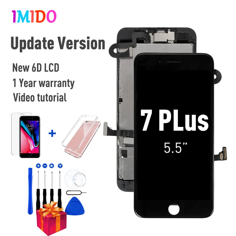 Полный ЖК-экран для iPhone 7 8 Plus, OEM дисплей, полная сборка, дигитайзер, замена с 3D сенсорным экраном, протестирован без битых пикселей - Цвет: Black for 7 Plus