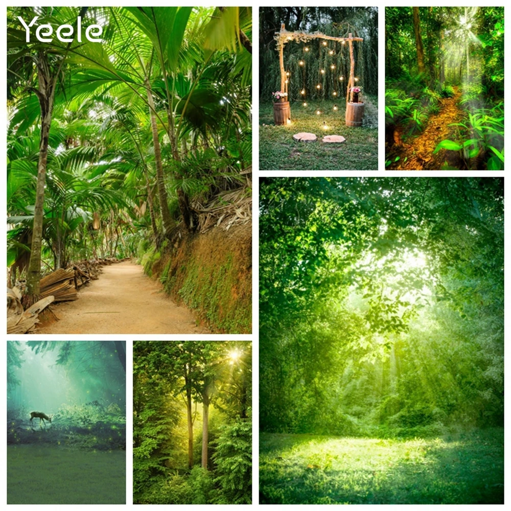 Фотофон для фотостудии летний тропический лес пальма дорога море пляж детский