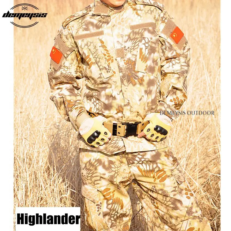 highlander Уличная Военная тактическая Униформа камуфляж стрельба Cs игровой костюм набор для мужчин и женщин страйкбол Пейнтбол Боевая охотничья одежда - Цвет: highlander