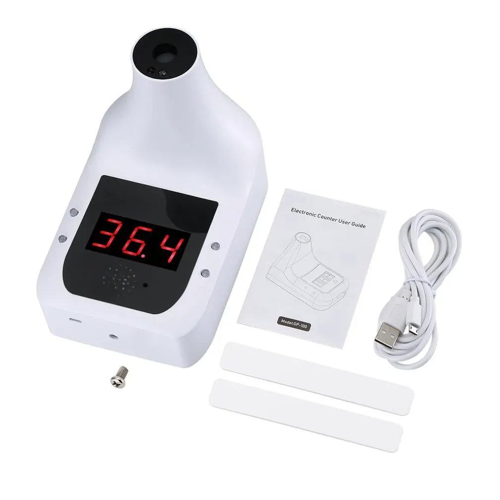 Бесконтактный цифровой инфракрасный ЛОБНЫЙ термометр с ЖК-дисплеем Белый