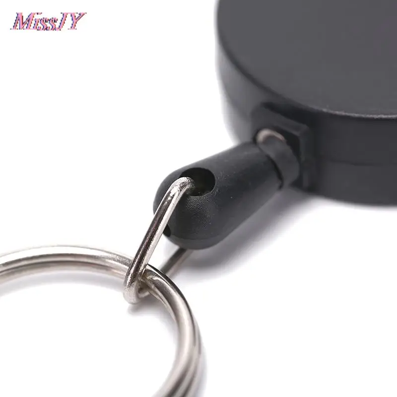 Key Ring Keyring Steel Cord black Wire Rope Keychain Badge Reel Retractable Recoil Anti Lost Ski Pass ID Card Holder 6.5*3.2cm | Украшения