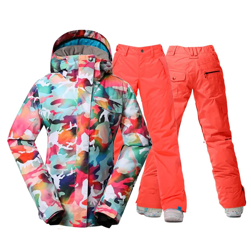 Модный Камуфляжный женский зимний костюм 10K водонепроницаемые ветрозащитные