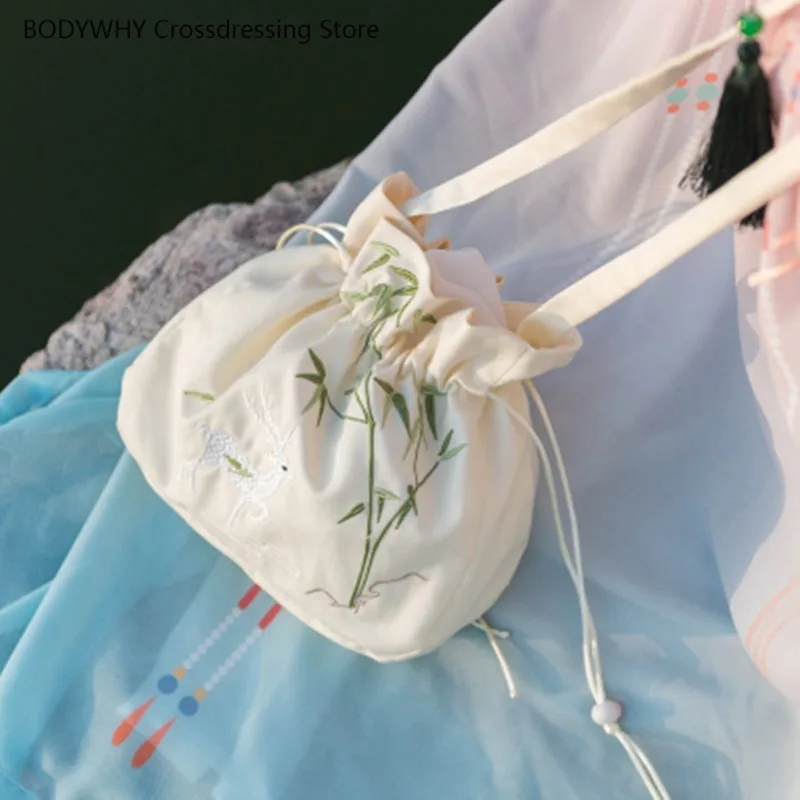 

2020 New Satchel Hanbok Bag Accessories Hanfu Bag Retro Shoulder Bag All-match Embroidered Handbag Drawstring Top Six-Sided