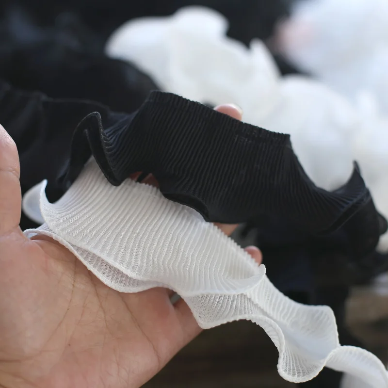 

8 м два слоя отделкой рюшами шифоновая кружевная ткань в сложенном виде швейная лента «сделай сам» с кружевным воротом аппликация из гипюра женское платье 5 см Ширина
