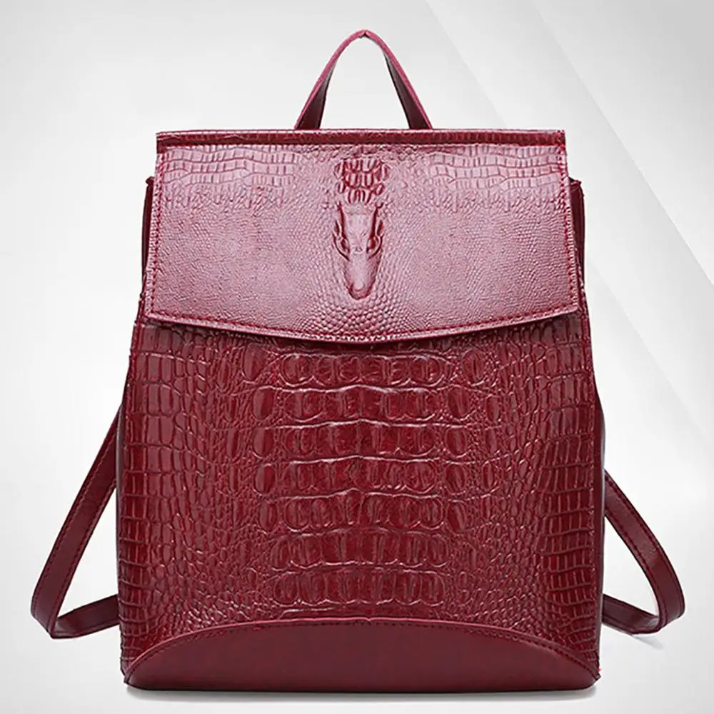 Женский рюкзак из сплит кожи с принтом крокодила|Мужские рюкзаки| |