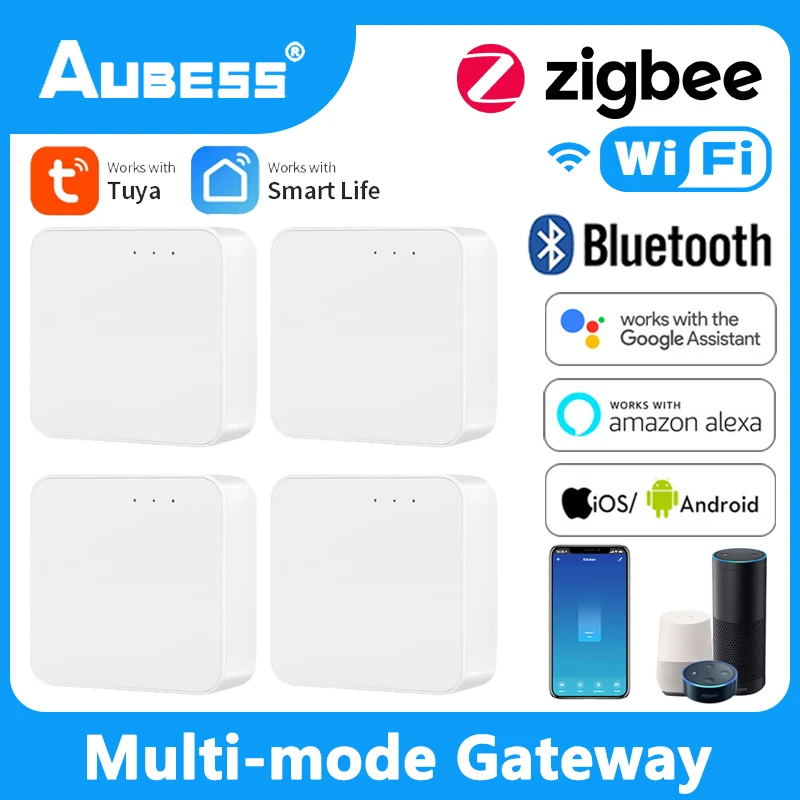 

Aubess Multi-mode Gateway Hub WiFi+BT+Zigbee Gateway Smart Home Bridge Tuya Smart Life APP Wireless Control For Alexa Echo Googl