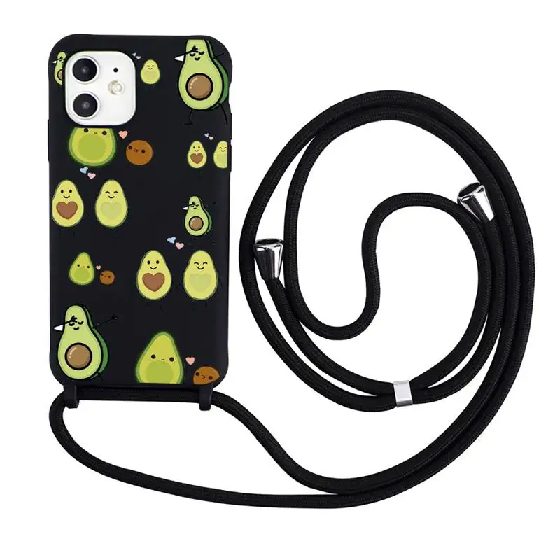 

Cute avocado cartoon Phone Case Necklace Lanyard for iPhone 12 11 8 7 se 2020 mini pro X XS XR MAX Plus