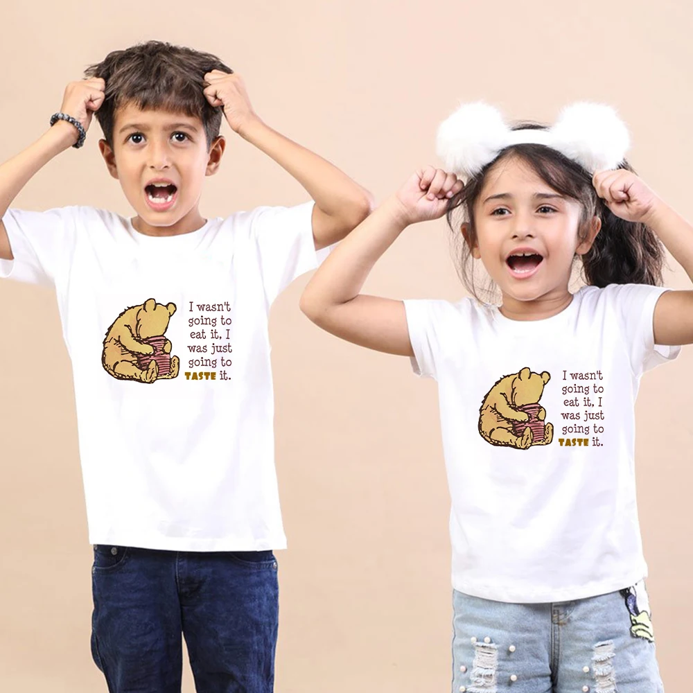 

Kids Top I Wasn't Going To Eat It I Was Just Going To Taste It Winnie the Pooh Print T Shirt Harajuku Children Cartoon Funny Tee