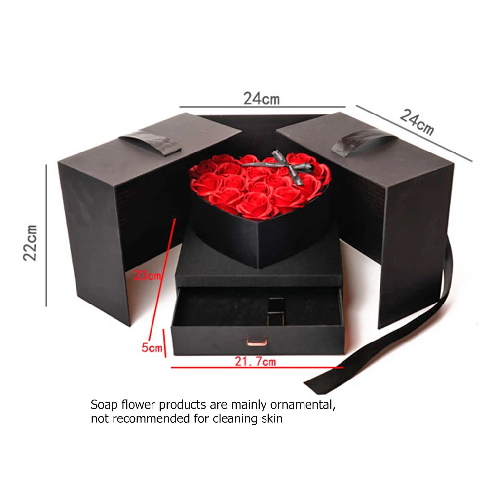 

Creative Double Door Rose Romantic Soap Rose Essential Oil Rose with Gift Box for Valentine Day Girlfriend Wedding Decoration