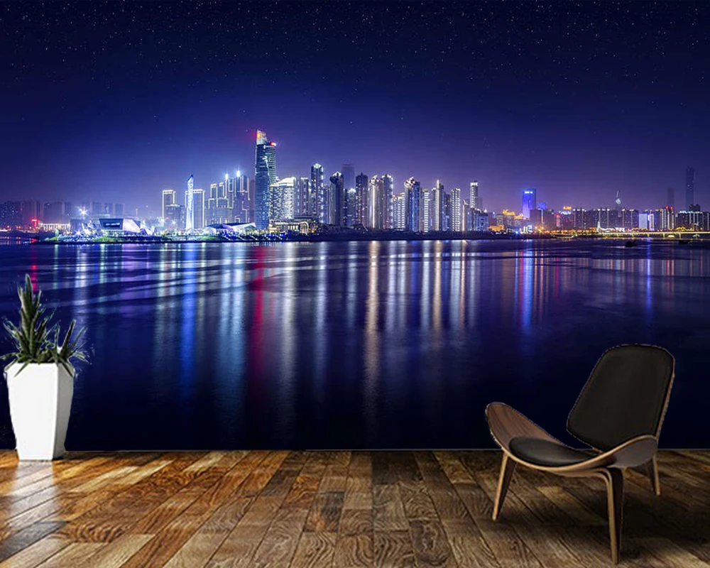 

Papel de parede Skyline city building night view 3d wallpaper mural,living room tv wall bedroom wall papers home decoration