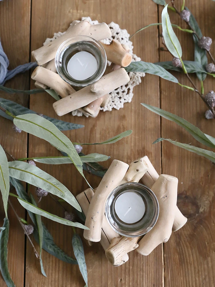 

Creative Modern Candle Holder Table Wood Geometric Outdoor Minimalist Romantic Garden Moroccan Simple Bougeoir Home Decor BY50ZT