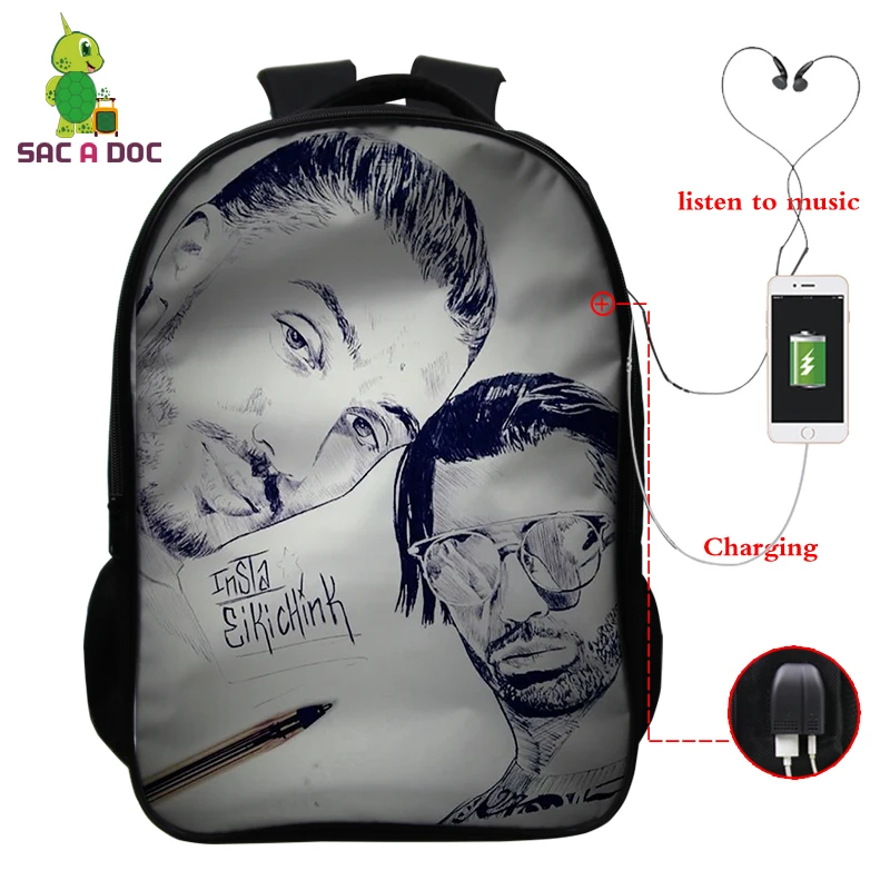 Bookbag 14 16 дюймов рюкзаки PNL печать USB зарядка школьный рюкзак для подростков мальчиков и девочек рюкзак для ноутбука дорожная сумка Sac Dos - Цвет: Bookbag 14