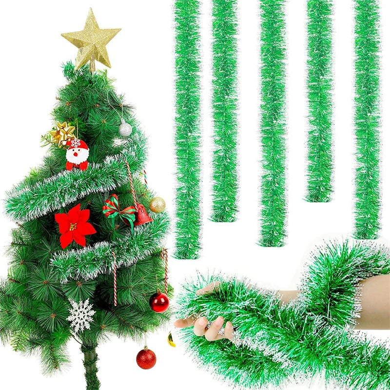 

200Cm Christmas Decorations Bar Tops Ribbon Garland Christmas Tree Ornaments White Dark Green Ribbon String Xmas Party Supplies