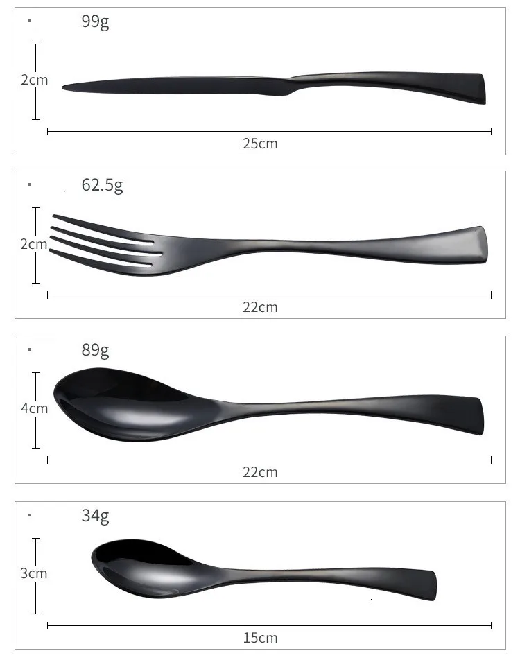 

Black Cutlery Set Stainless Steel Dinnerware Tableware Silverware Sets Black Forks Knives Spoons Set Dishwasher Safe Cutlery set