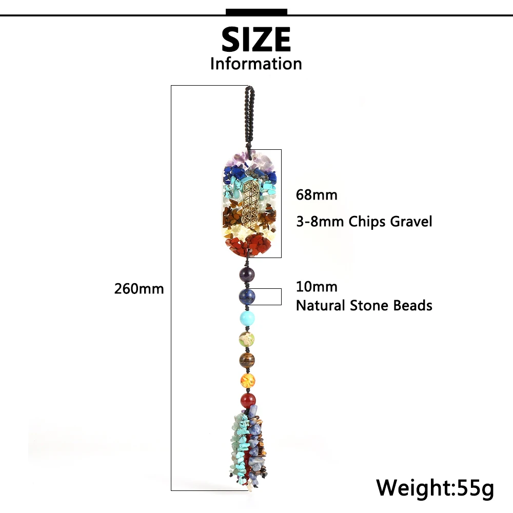 Natual чипы гравий 7 Чакр подвесные украшения для автомобиля амулет Исцеление йогой