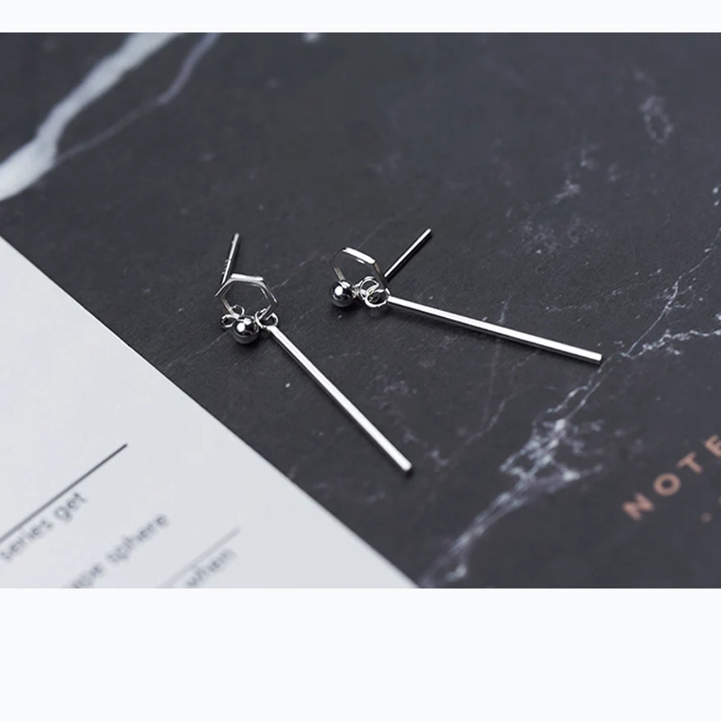 

La Monada Hollow Hexagon Sterling Silver Stud Earrings Women 925 Silver Jewelry Woman Stick Hanging Earrings Stud Silver 925