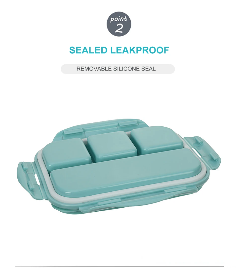 Baispo Ланч-бокс для детей стеклянный микроволновый Bento box контейнер для еды и отсек для хранения школы герметичный кухонный с подогревом