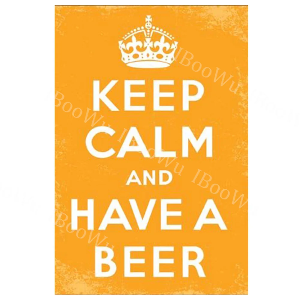 Сохраняйте спокойствие и переносите металлическую жестяную вывеска напиток