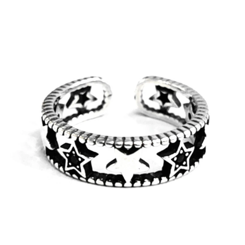 Кольца в стиле панк-рок Halo черный кубический цирконий регулируемые Ретро со