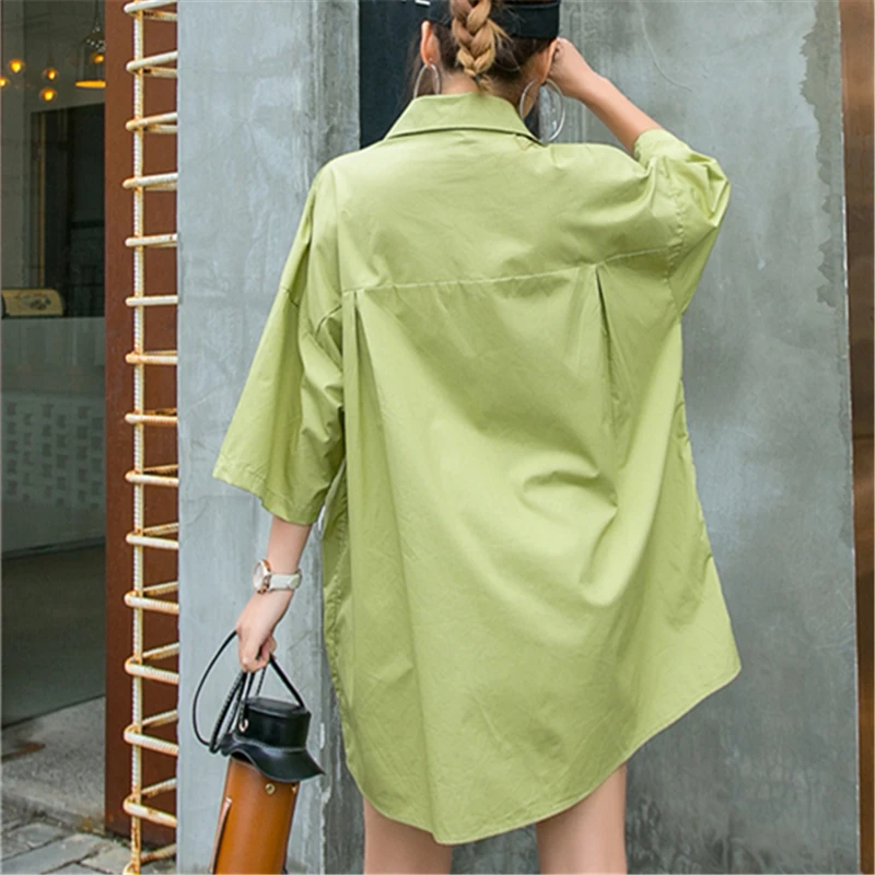 

2021 Summer Fashion New Style Street Hip Hop Graffiti Letter Printing Loose Mid-Length Short-Sleeved Shirt Women's Top Trendy