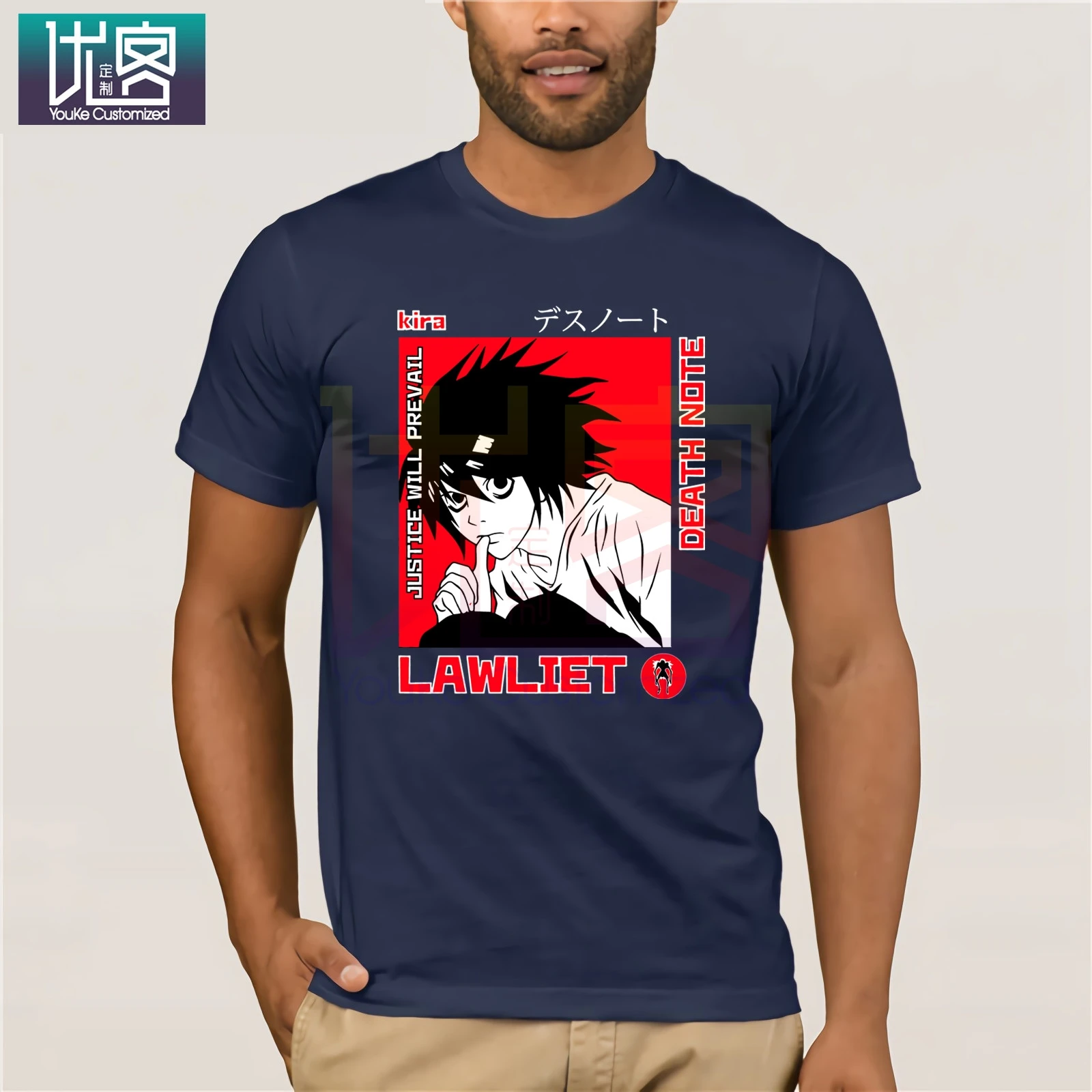 Футболка с коротким рукавом Death Note-L Kira Lawliet Уникальные повседневные футболки из