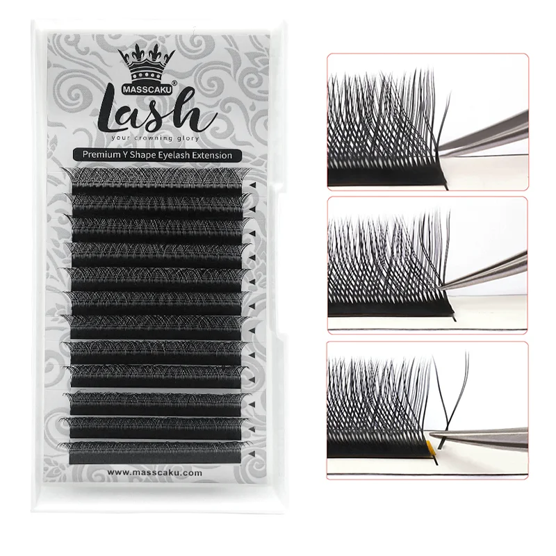 Натуральные накладные ресницы YY образной формы для наращивания русский завиток