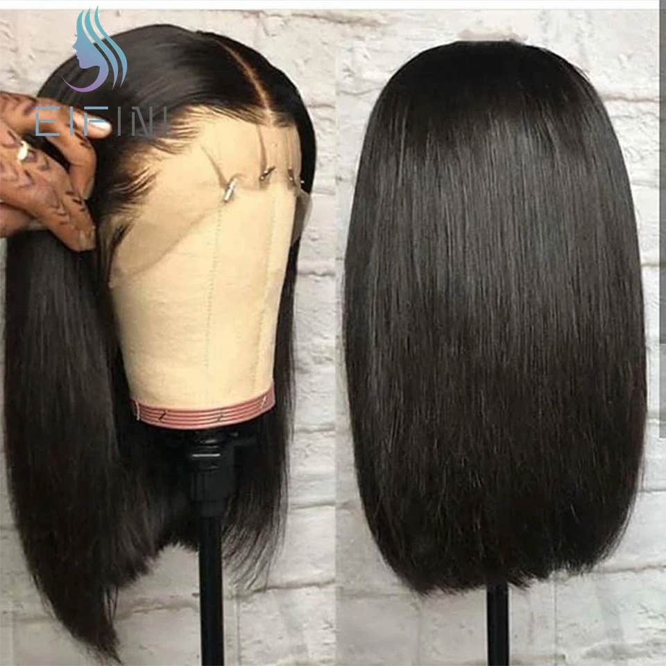 

Short Bob Brazilian Lace Closure Wig Remy Straight Lace Front Human Hair Wig With Baby Hair For Black Women Pre Plucked Hairline