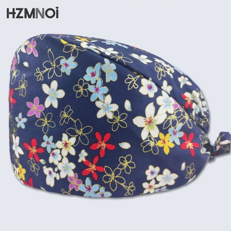 

Fashion Cotton Cute Cartoon Print Nurse Cap Adjustable Scrub Hat Beauty Salon Nursing Cap Laboratory Pet Shop Fashion Scrub Cap