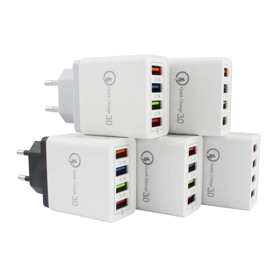 AC DC 5V 3A Мощность адаптер 4 Порты USB Мобильный телефон Зарядное устройство питания