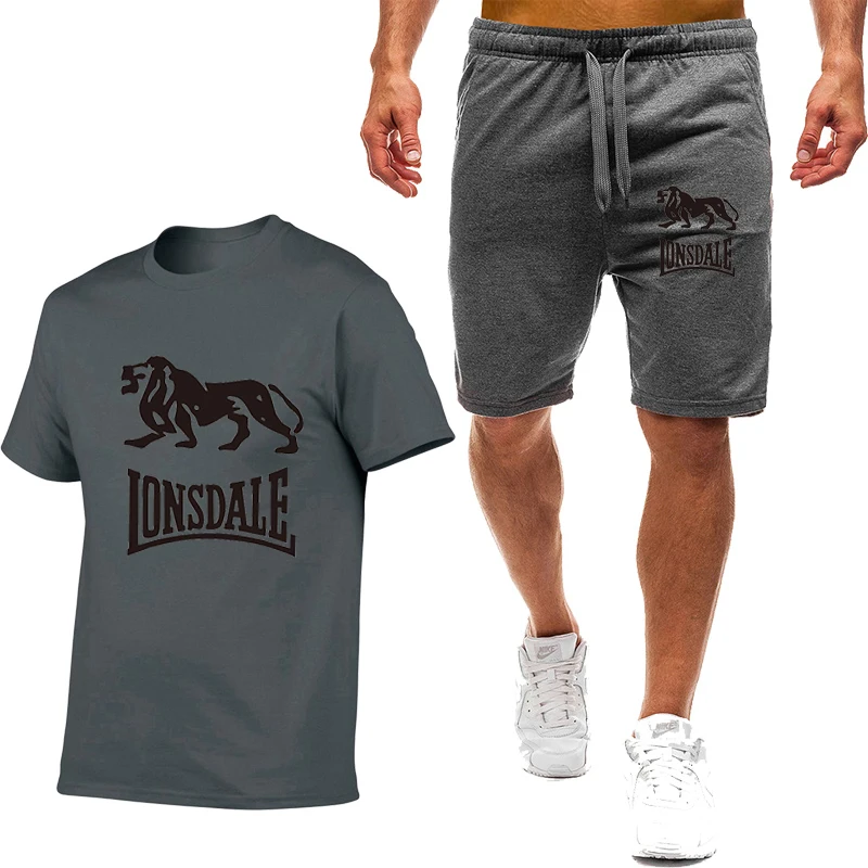 

2021 new summer fashion casual brand printing men's suit sportswear men's sports shirt short-sleeved T-shirt 2-piece set