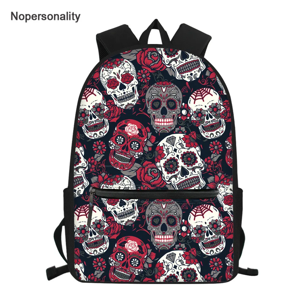 

Nopersonality Children School Bags Flower Skull Print Backpack for Kids Cool Teen Girls Boys School Bags Mochila